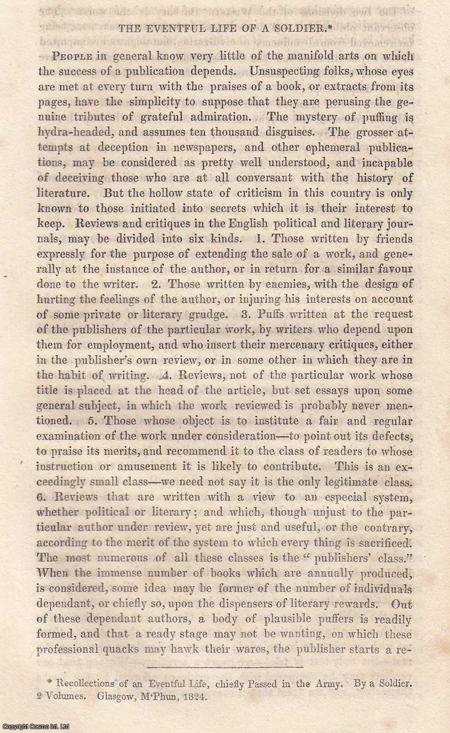 London Magazine - The Eventful Life of a Soldier. An original essay from The London Magazine, 1825. No author is given for this article.