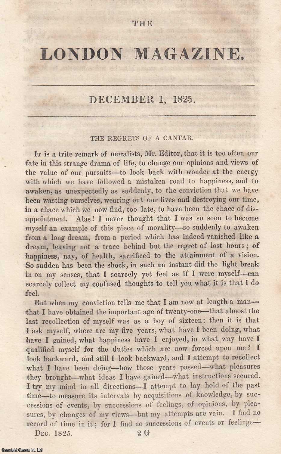 London Magazine - University Studies, Utility or Mathematics : The Regrets of a Cantab. An original essay from The London Magazine, 1825. No author is given for this article.