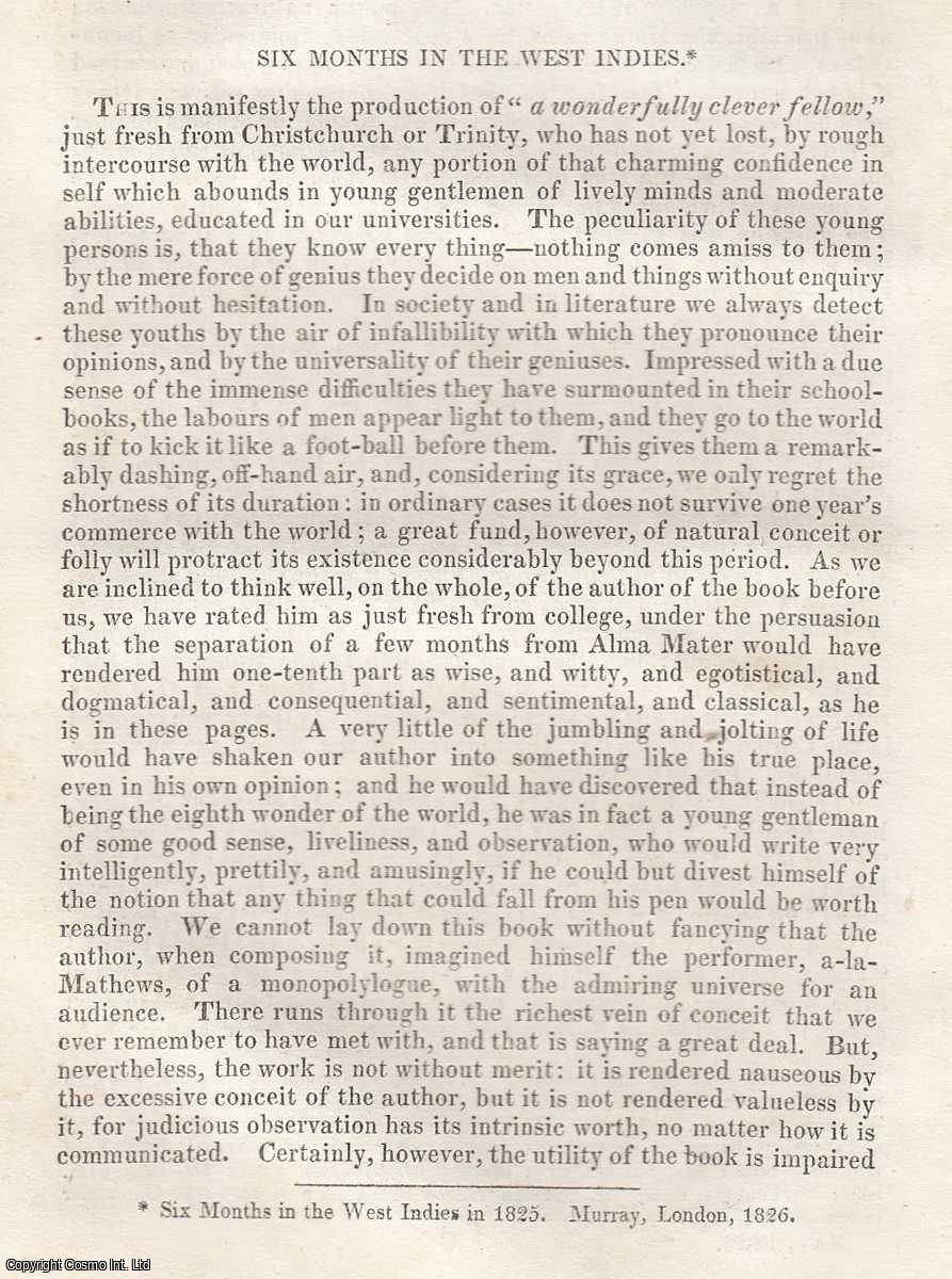 London Magazine - Henry Nelson Coleridge's Six months in the West Indies. An original essay from The London Magazine, 1826. No author is given for this article.