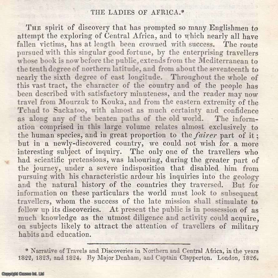 London Magazine - The Ladies of Africa : Narrative of Travels & Discoveries in Northern and Central Africa in 1822-24, by Major Denham & Captain Clapperton. An original essay from The London Magazine, 1826. No author is given for this article.