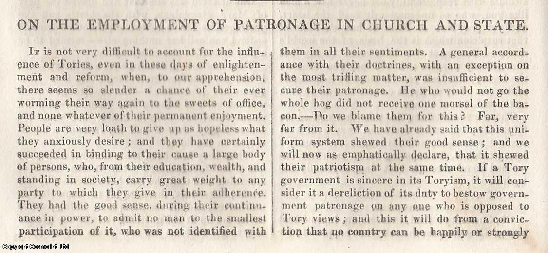 --- - On The Employment of Patronage in Church and State. An original article from Tait's Edinburgh Magazine, 1836.