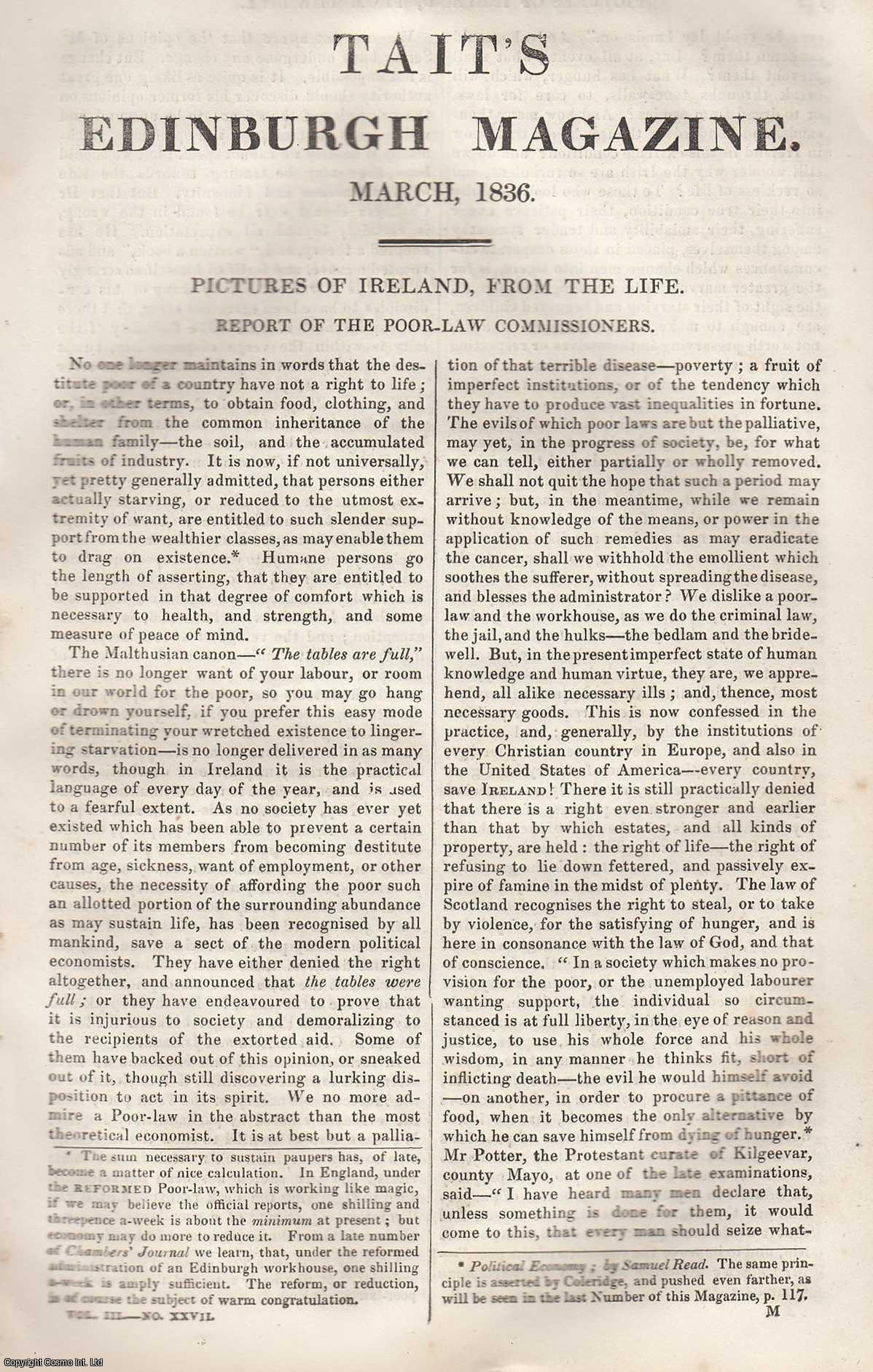 Johnstone, Christian - Pictures of Ireland, From The Life: Report of The Poor-Law Commissioners. An original article from Tait's Edinburgh Magazine, 1836.