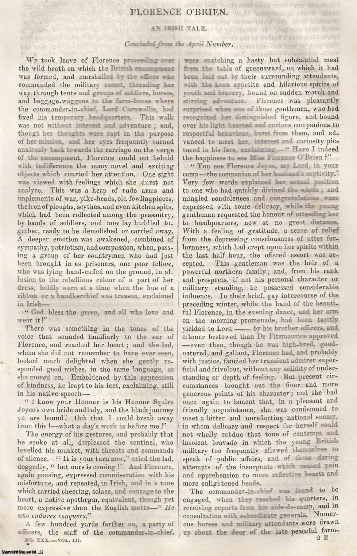 Johnstone, Christian - Florence O'Brien: An Irish Tale (Part 4, concluded.) An original article from Tait's Edinburgh Magazine, 1836.
