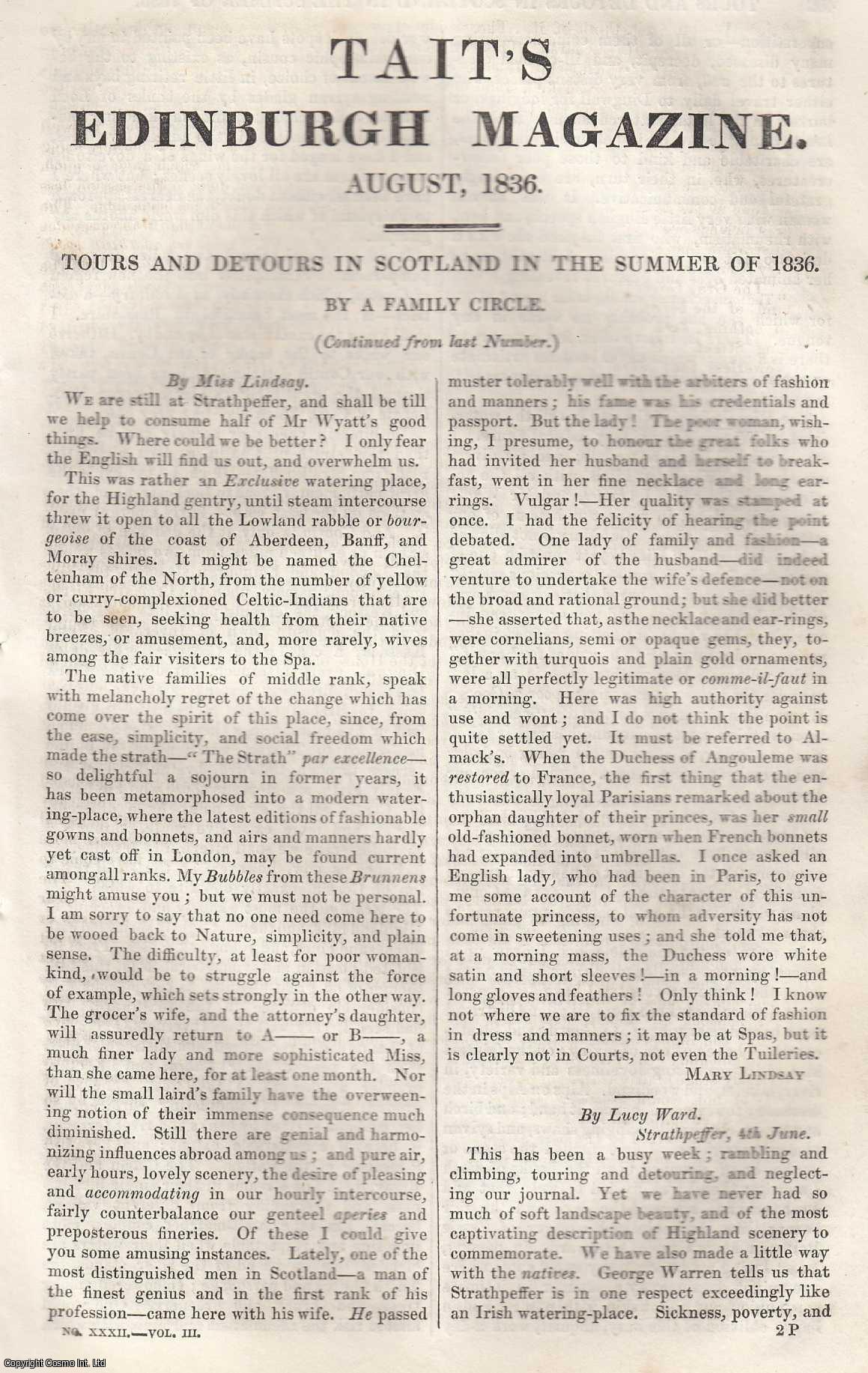 Lauder, Thomas Dick - Tours and Detours in Scotland (No. 2). An original article from Tait's Edinburgh Magazine, 1836.