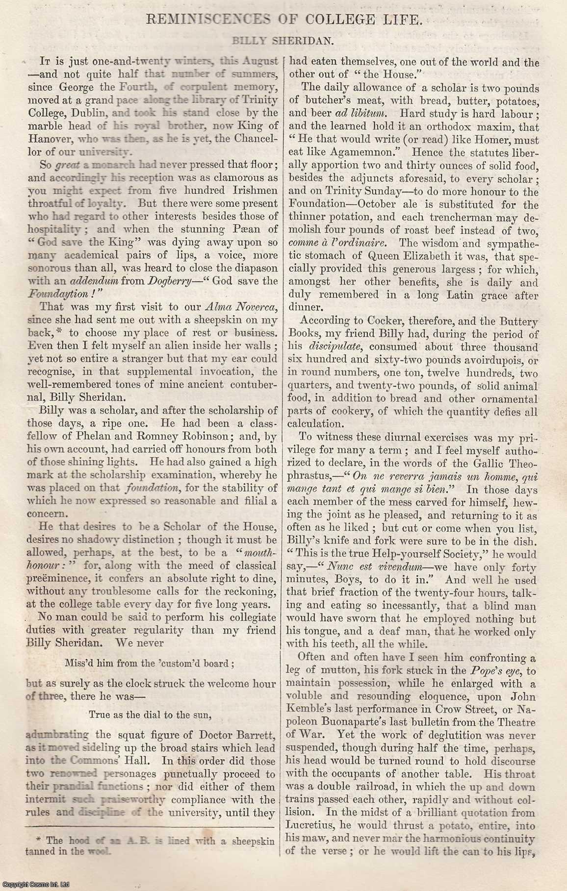 --- - Reminiscences of Dublin College Life (No. 1). An original article from Tait's Edinburgh Magazine, 1842.