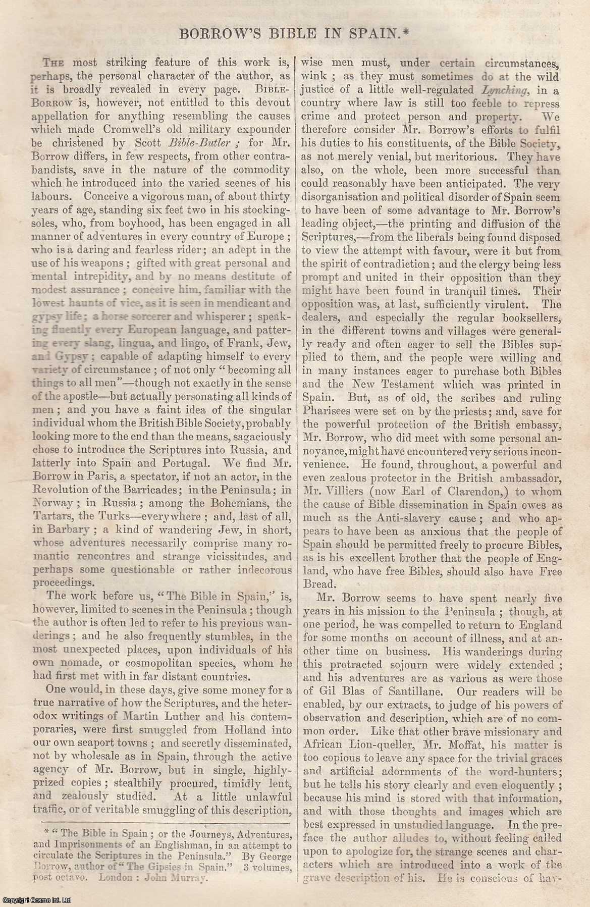 Johnstone, Christian - Borrow's Bible in Spain (Part 1). An original article from Tait's Edinburgh Magazine, 1843.