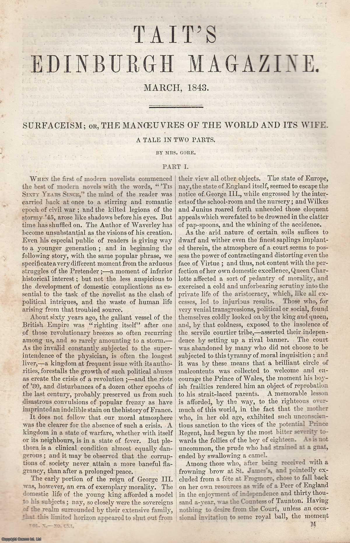 Catherine Gore - Surfaceism; or, The Manoeuvres of The World and its Wife (Part 1). An original article from Tait's Edinburgh Magazine, 1843.