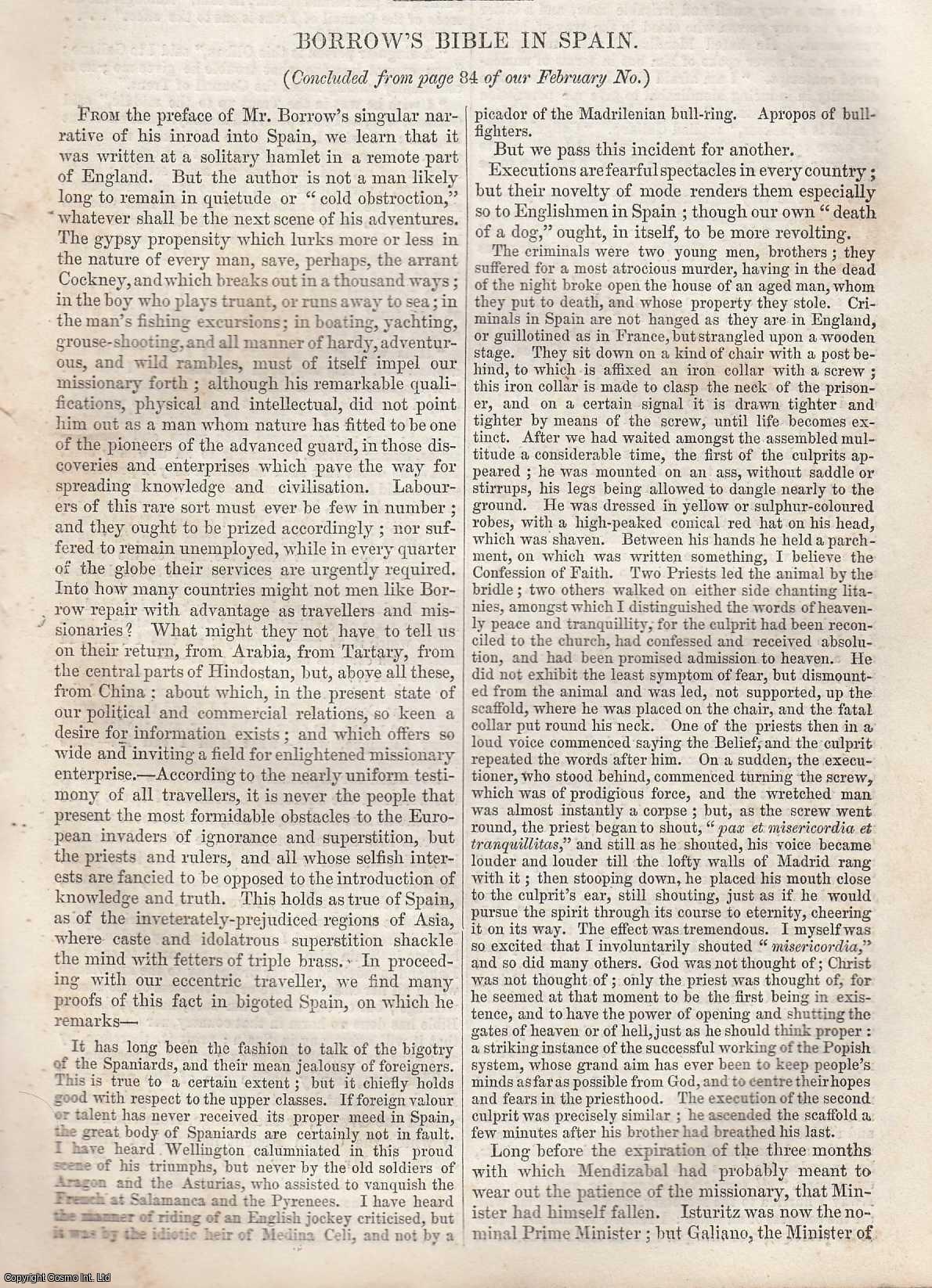 Johnstone, Christian - Borrow's Bible in Spain (Part 2, concluded.). An original article from Tait's Edinburgh Magazine, 1843.