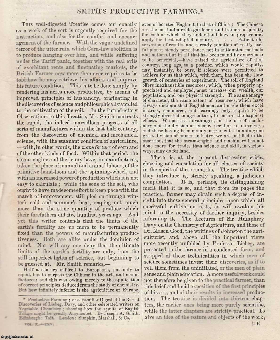 Johnstone, Christian - Smith's Productive Farming. An original article from Tait's Edinburgh Magazine, 1843.