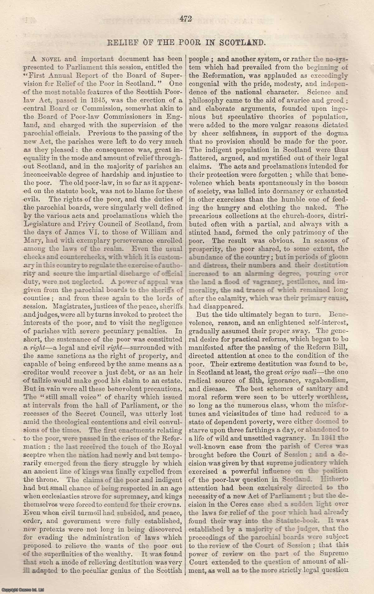 --- - Relief of The Poor in Scotland. An original article from Tait's Edinburgh Magazine, 1847.