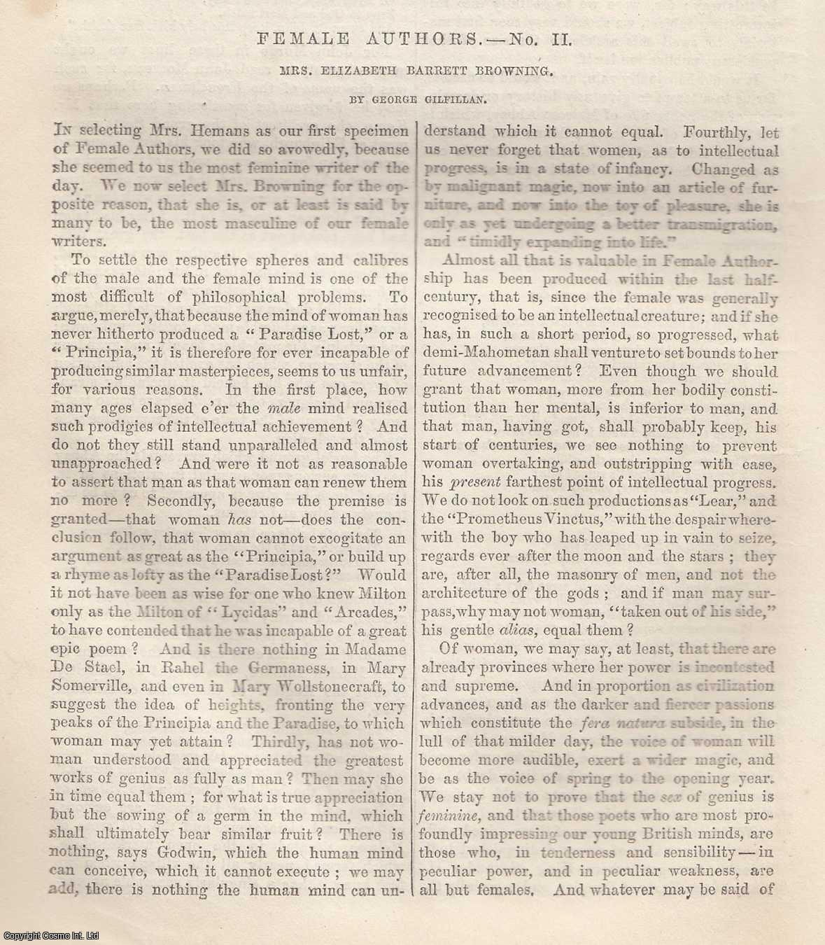 George Gilfillan - Mrs. Ellizabeth Barrett Browning. An original article from Tait's Edinburgh Magazine, 1847.