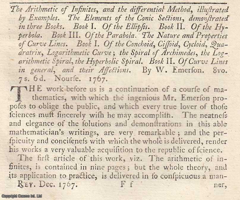 Author Not Stated - The Arithmetic of Infinites, and The Differential Method, Illustrated by Examples. By W. Emerson. An original article from the Monthly Review, 1767.