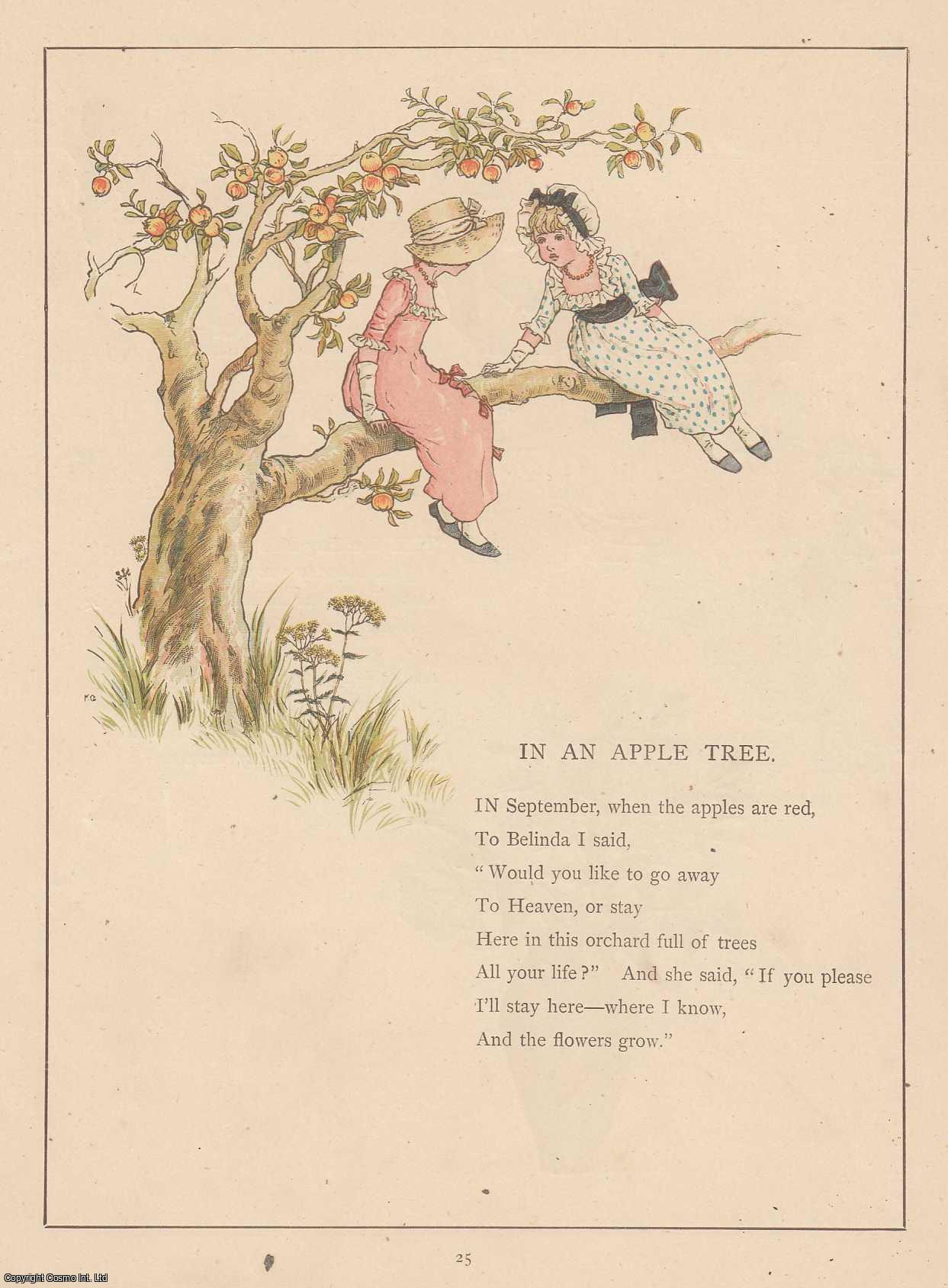 Kate Greenaway - Marigold Garden. In an Apple Tree, with rhyme. An original Kate Greenaway colour print, c.1885 from the work Marigold Garden, printed in colours by the expert printer Edmund Evans.