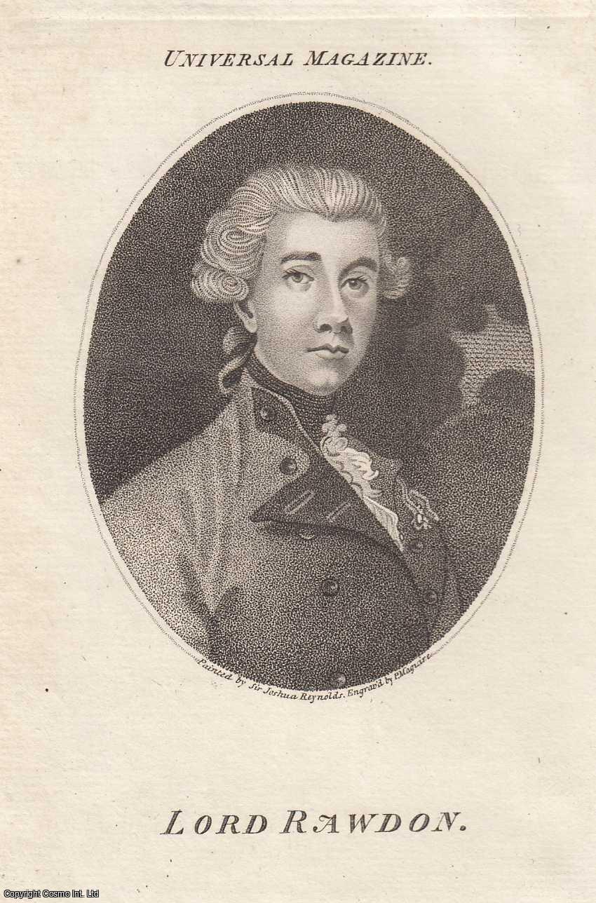 ENGRAVING - Francis, Lord Rawdon, 1st Marquess of Hastings : Anglo-Irish politician and military officer. An attractive original copper engraving from 1791, image size 9 x 14 cms approx. Published by Universal Magazine 1791.