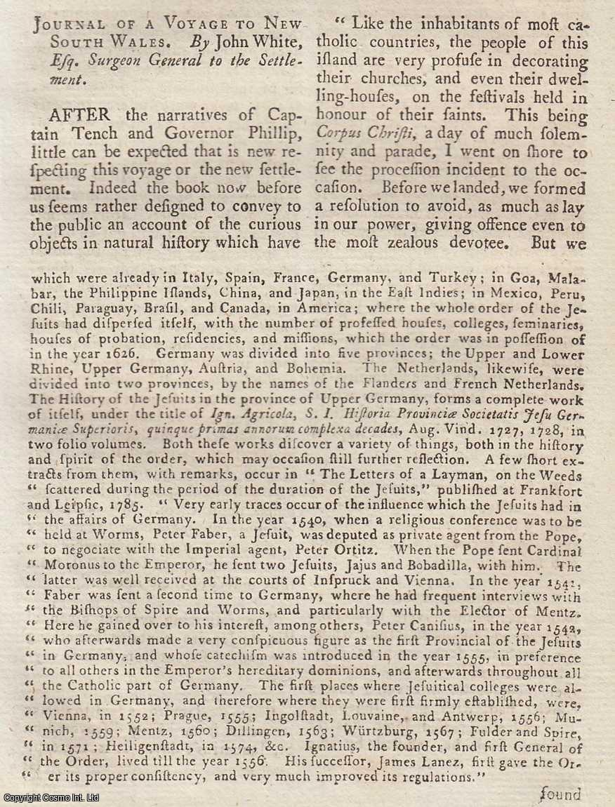 John White, Surgeon General to the NSW Settlement - Journal of a Voyage to New South Wales. An original article from the Literary Magazine & British Review, 1790.