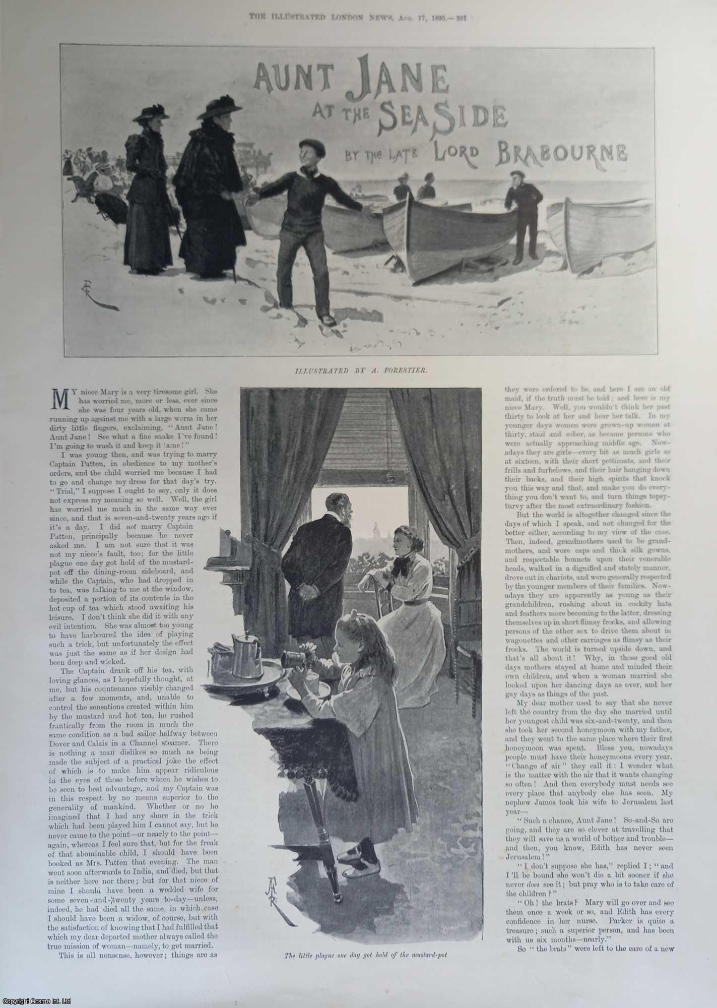 LORD BRABOURNE - Aunt Jane at the Seaside. Illustrated by A. Forestier. A complete short story from The Illustrated London News, 1895.