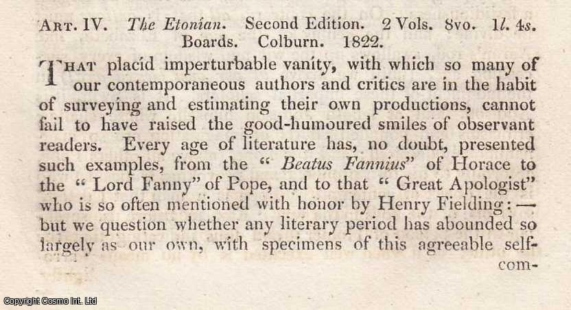 Author Not Stated - The Etonian. Published 1822. An original article from the Monthly Review 1823.