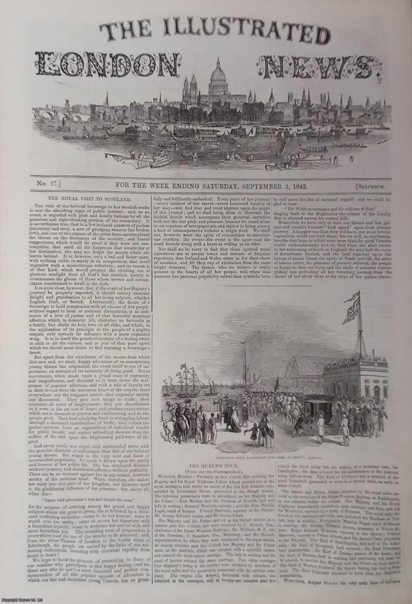ILLUSTRATED LONDON NEWS - ILN 1842 : Royal Visit to Scotland; Comic Nursery Tales; Sir Wm. Follett, MP; All contained in a COMPLETE original issue of The Illustrated London News. Issue No 17, September 3, 1842.