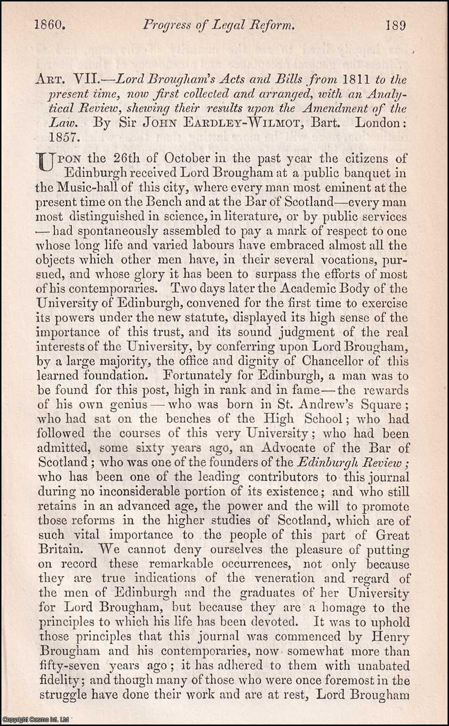 William Forsyth - Progress of Legal Reform. An uncommon original article from The Edinburgh Review, 1860.
