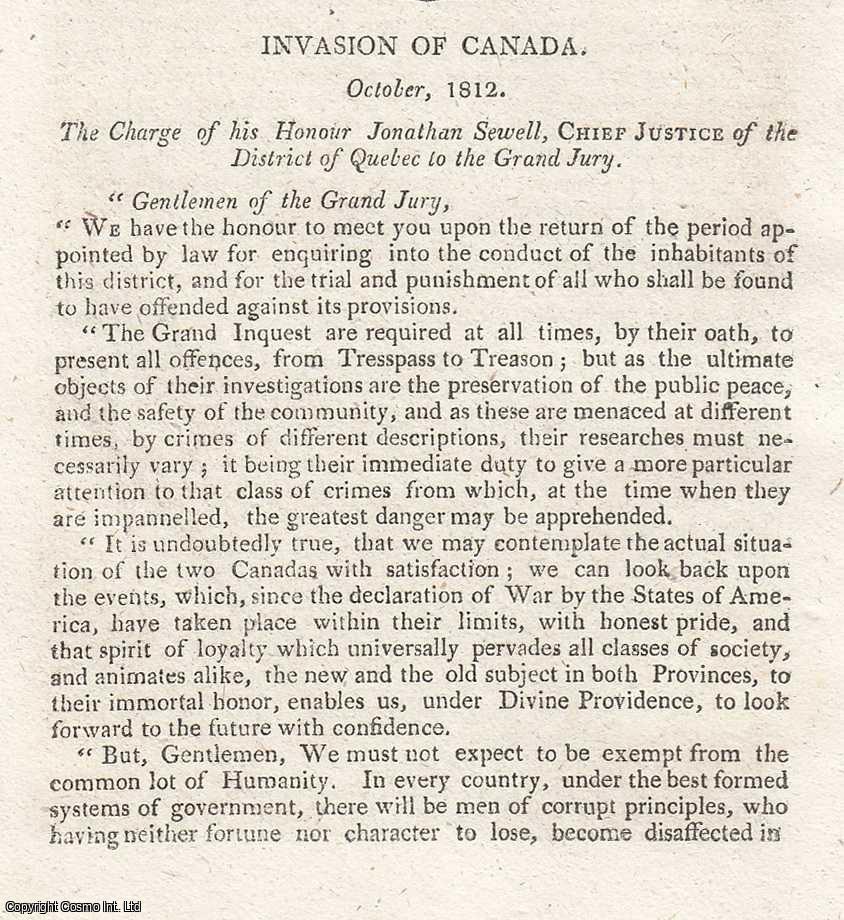 War of 1812 - On the Conduct of the United States, and the Invasion of Canada. An original article from The Anti-Jacobin Review and Magazine, 1813.