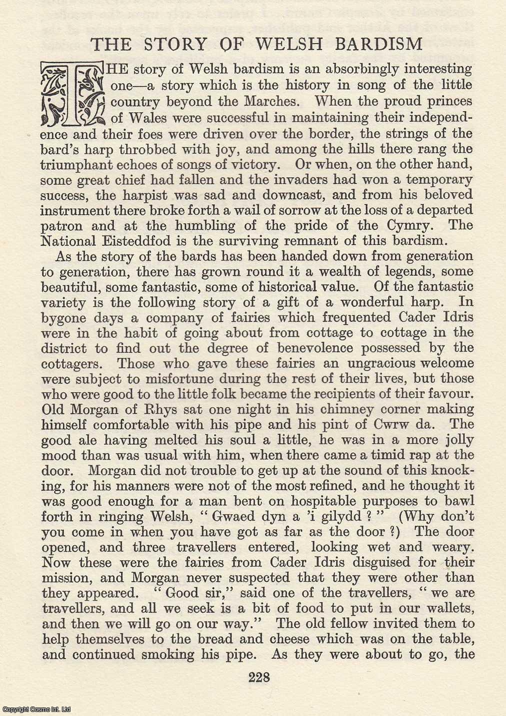 D.H. - The Story of Welsh Bardism. An original article from The Bookman's Journal.