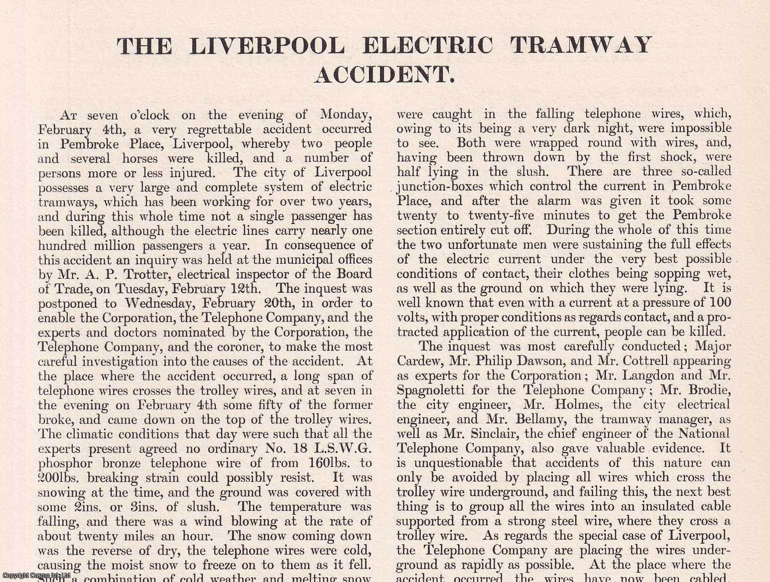 No Author Stated - The Liverpool Electric Tramway Accident. An original article from Engineering, 1901.