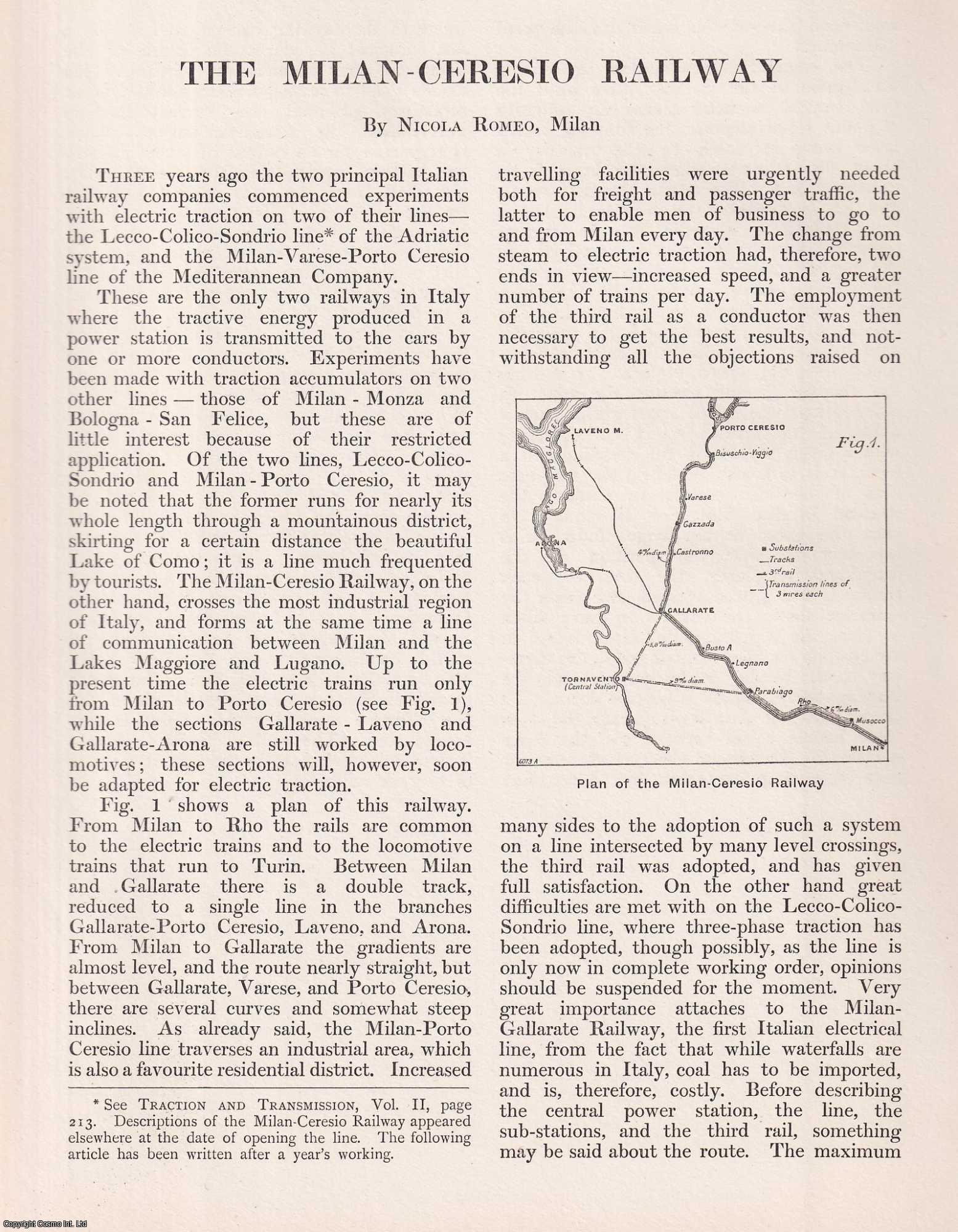 Nicola Romeo, Milan - The Milan-Ceresio Railway. An original article from Engineering, 1902.