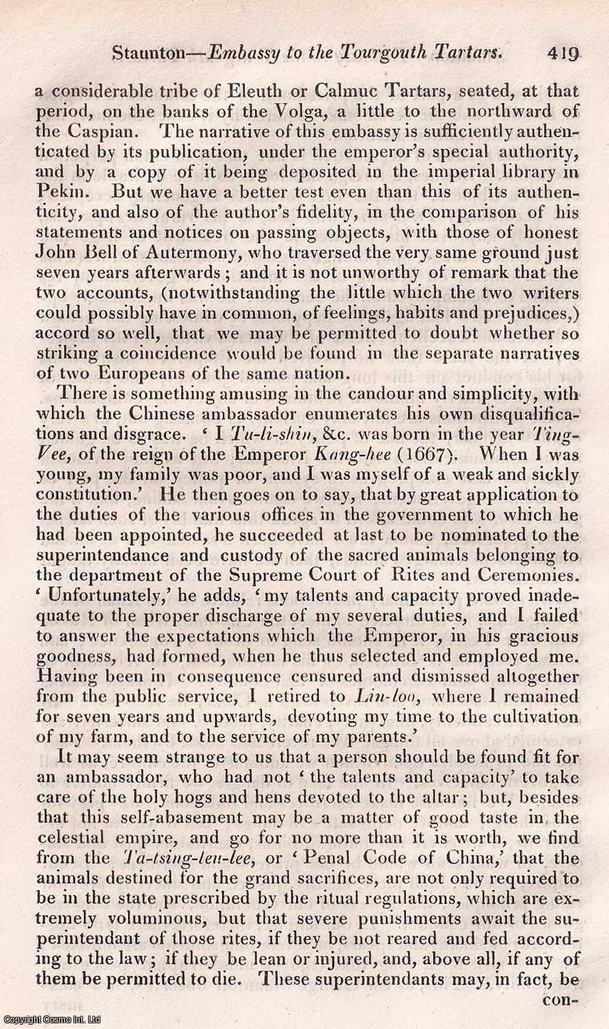 John Barrow - Narrative of The Chinese Embassy to The Khan of The Tourgouth Tartars in The Years 1712, 1713, 1714 and 1715; by the Chinese Ambassador. Translated from the Chinese by Sir George Thomas Staunton.