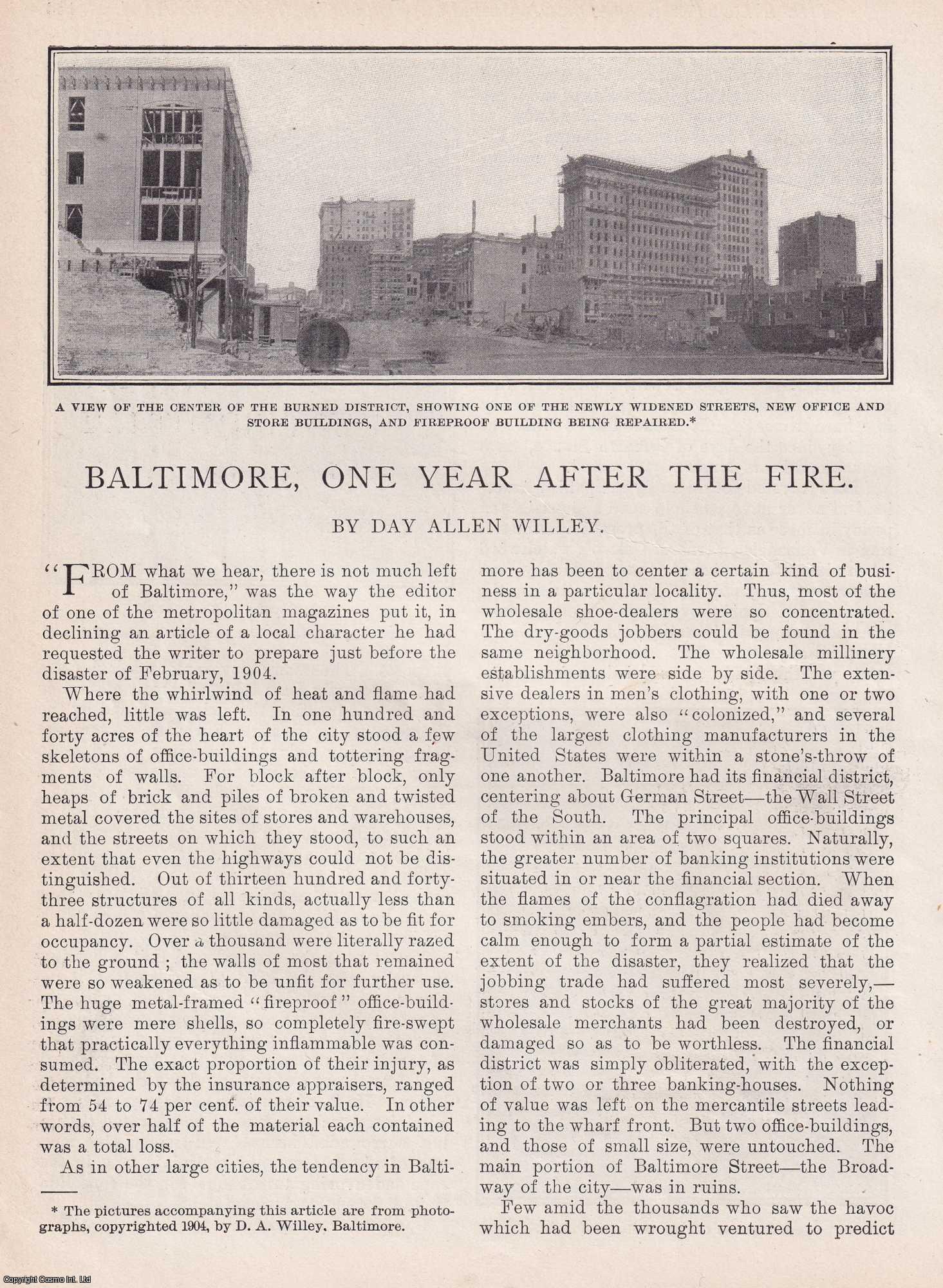 Day Allen Willey - Baltimore, One Year After the Fire of February 1904. An original article from the American Review of Reviews, 1905.