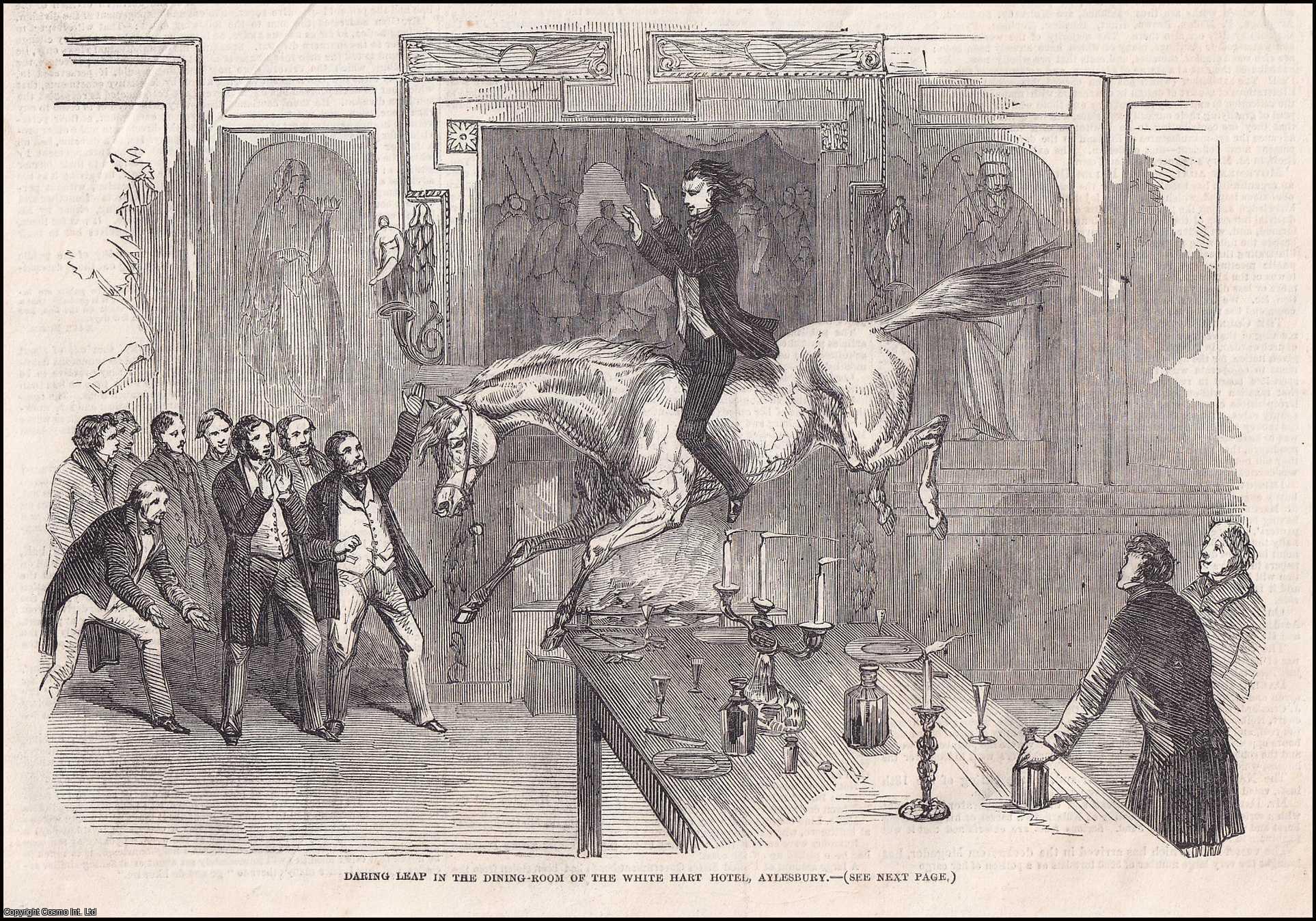 JOHN MYTTON - Daring Leap in the Dining Room of the White Hart Hotel, Aylesbury. An original print from the Illustrated London News, 1850.