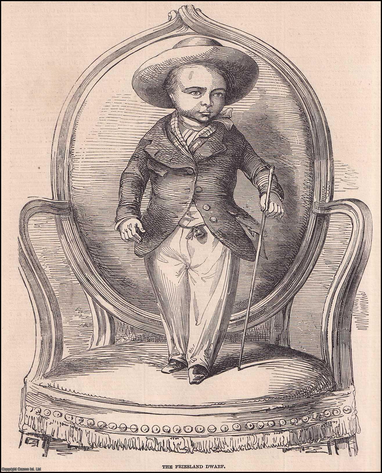 DWARFISM - Jan Hannema, the Friesland Dwarf, known in Holland as Admiral Van Tromp. An original print from the Illustrated London News, 1849.