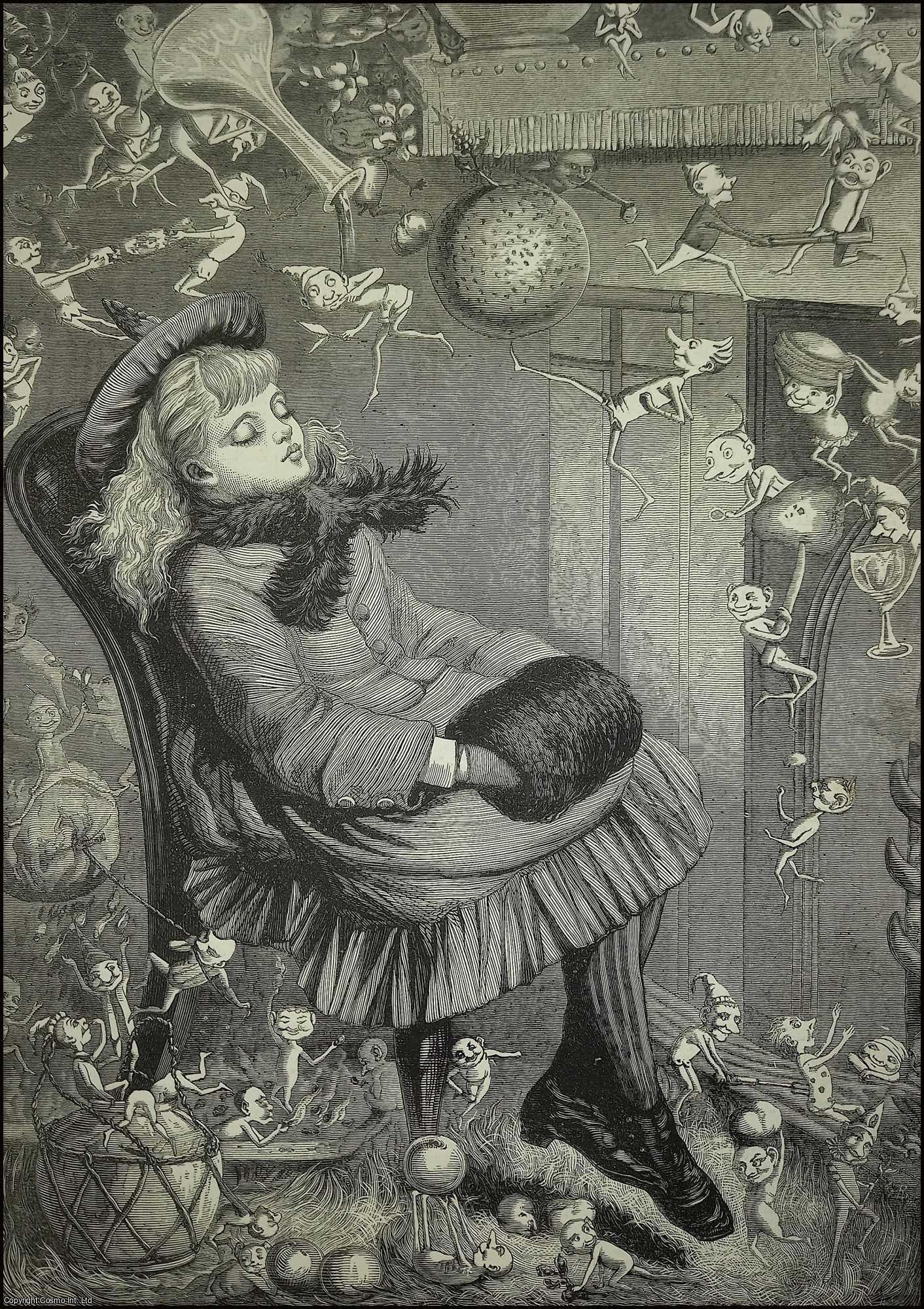 KATE GREENAWAY - A Christmas Dream, by Kate Greenaway. An original print from the Illustrated London News, 1874.