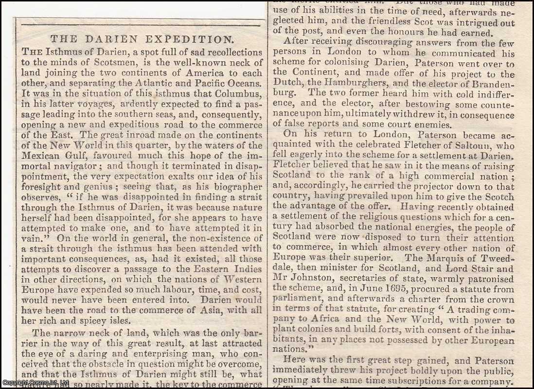 DARIEN EXPEDITION - 1837. The Scottish Darien Expedition. FEATURED in Chambers' Edinburgh Journal. A single article, extracted from an issue of the Chambers' Edinburgh Journal.