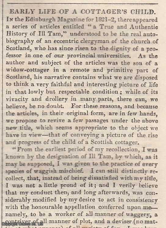 SCOTTISH LIFE - 1837. Early Life of a Cottager's Child, Ill Tam. FEATURED in Chambers' Edinburgh Journal. A single article, extracted from an issue of the Chambers' Edinburgh Journal.