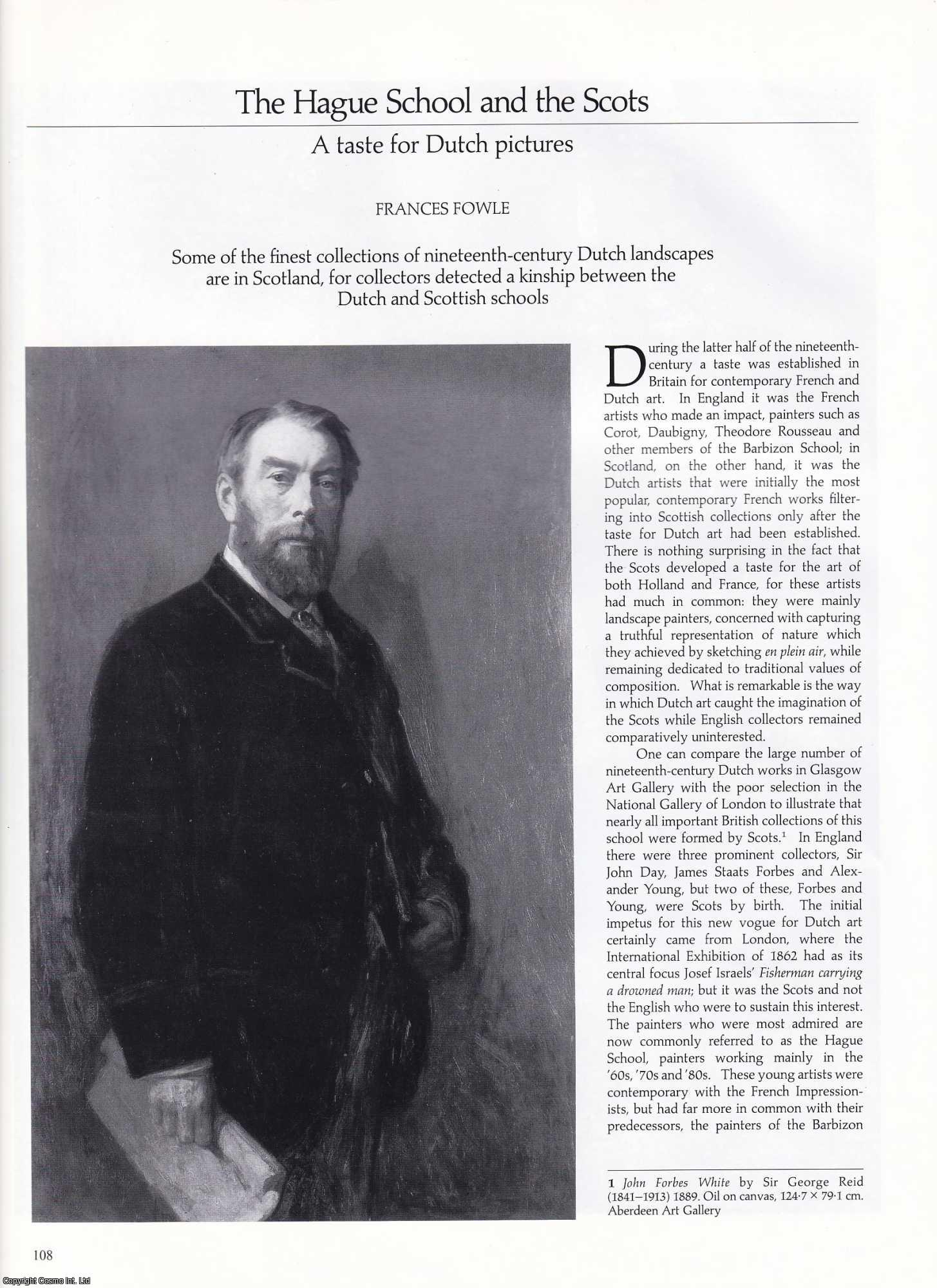Frances Fowle - The Hague School and the Scots. A taste for Dutch pictures. An uncommon original article from Apollo, International Magazine of the Arts, 1991.
