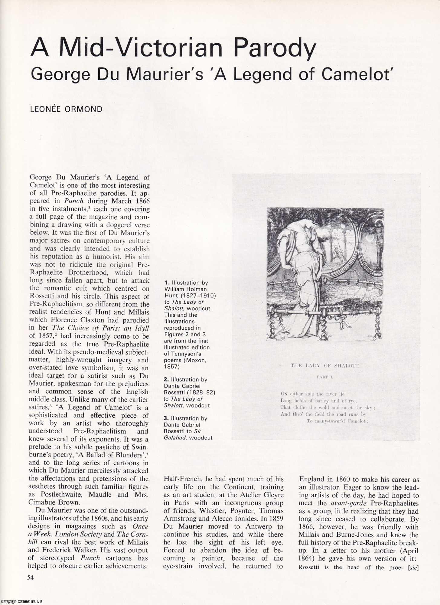 Leonee Ormond - A Mid-Victorian Parody; George Du Maurier's 'A Legend of Camelot'. An uncommon original article from Apollo, International Magazine of the Arts, 1967.