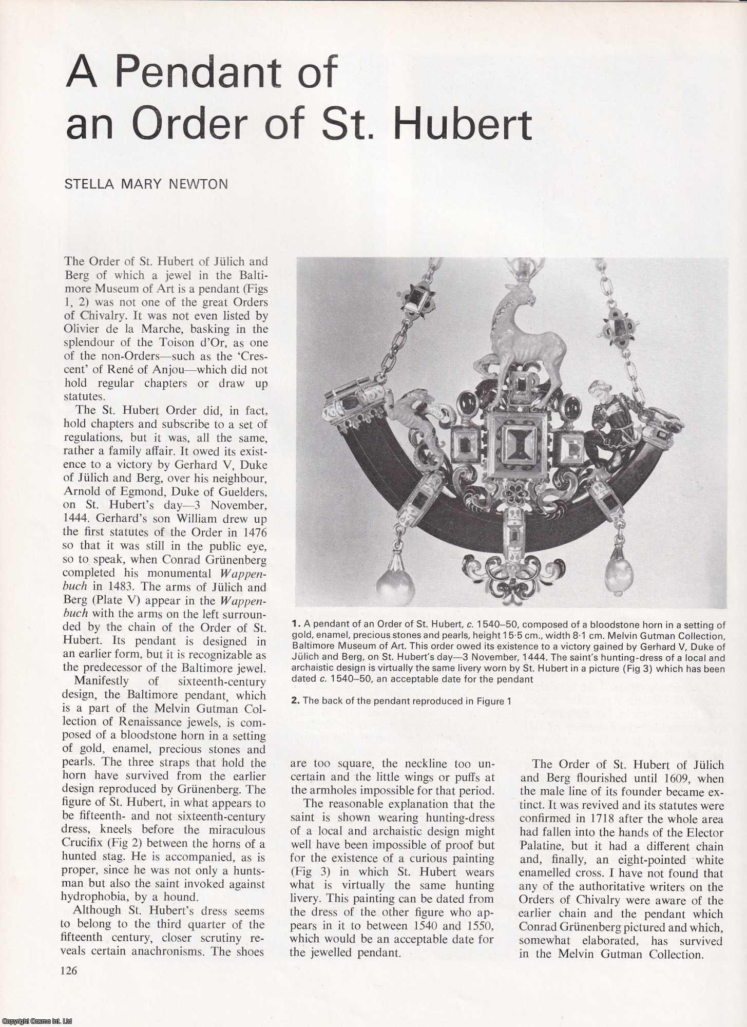 Stella Mary Newton - A Pendant of an Order of St. Hubert. An uncommon original article from Apollo, International Magazine of the Arts, 1967.