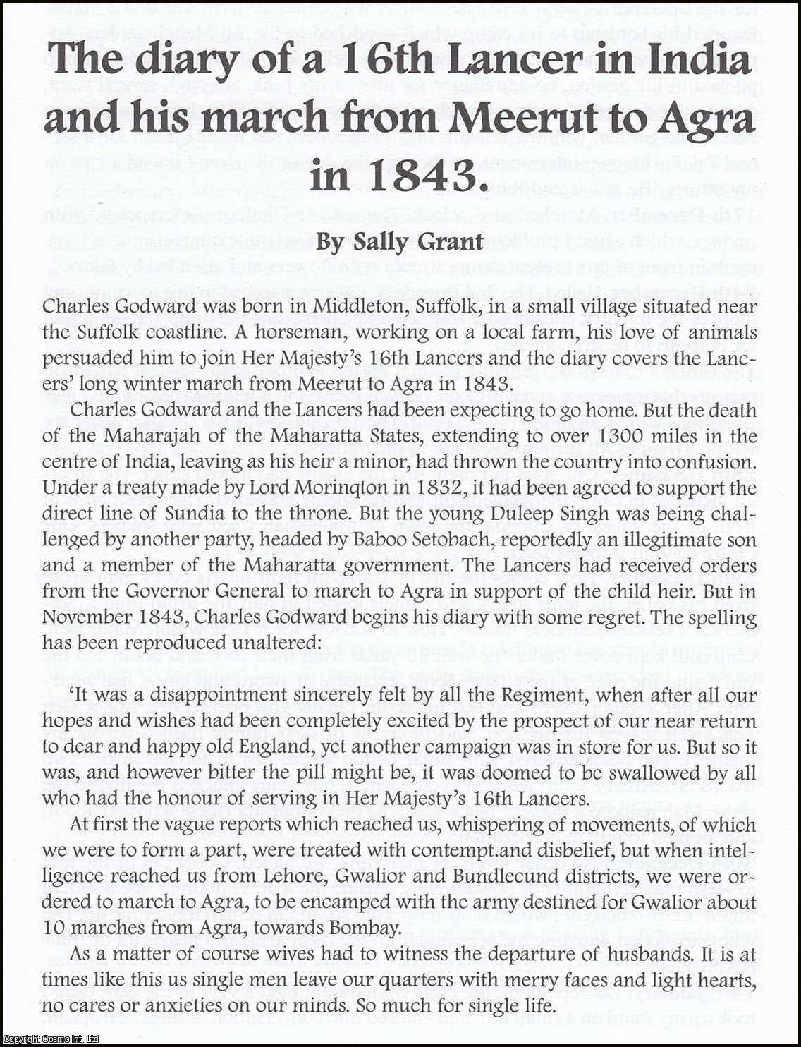 Sally Grant - The Diary of a 16th Lancer in India and his march from Meerut to Agra in 1843. An original article from The British Diarist journal, 2003.