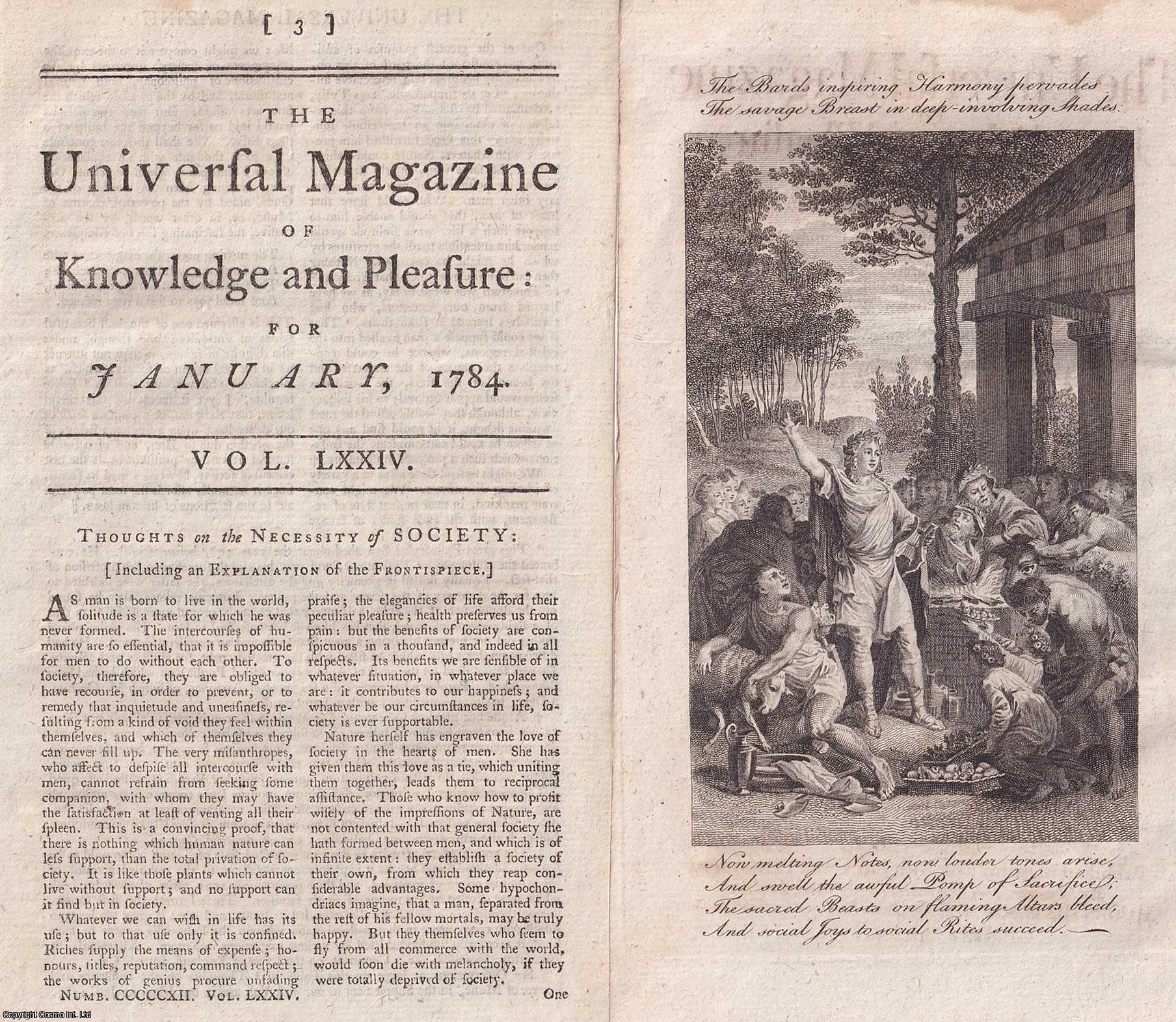 ENGRAVING - Thoughts on the Necessity of Society, with an Engraving. An original article from The Universal Magazine for 1784.
