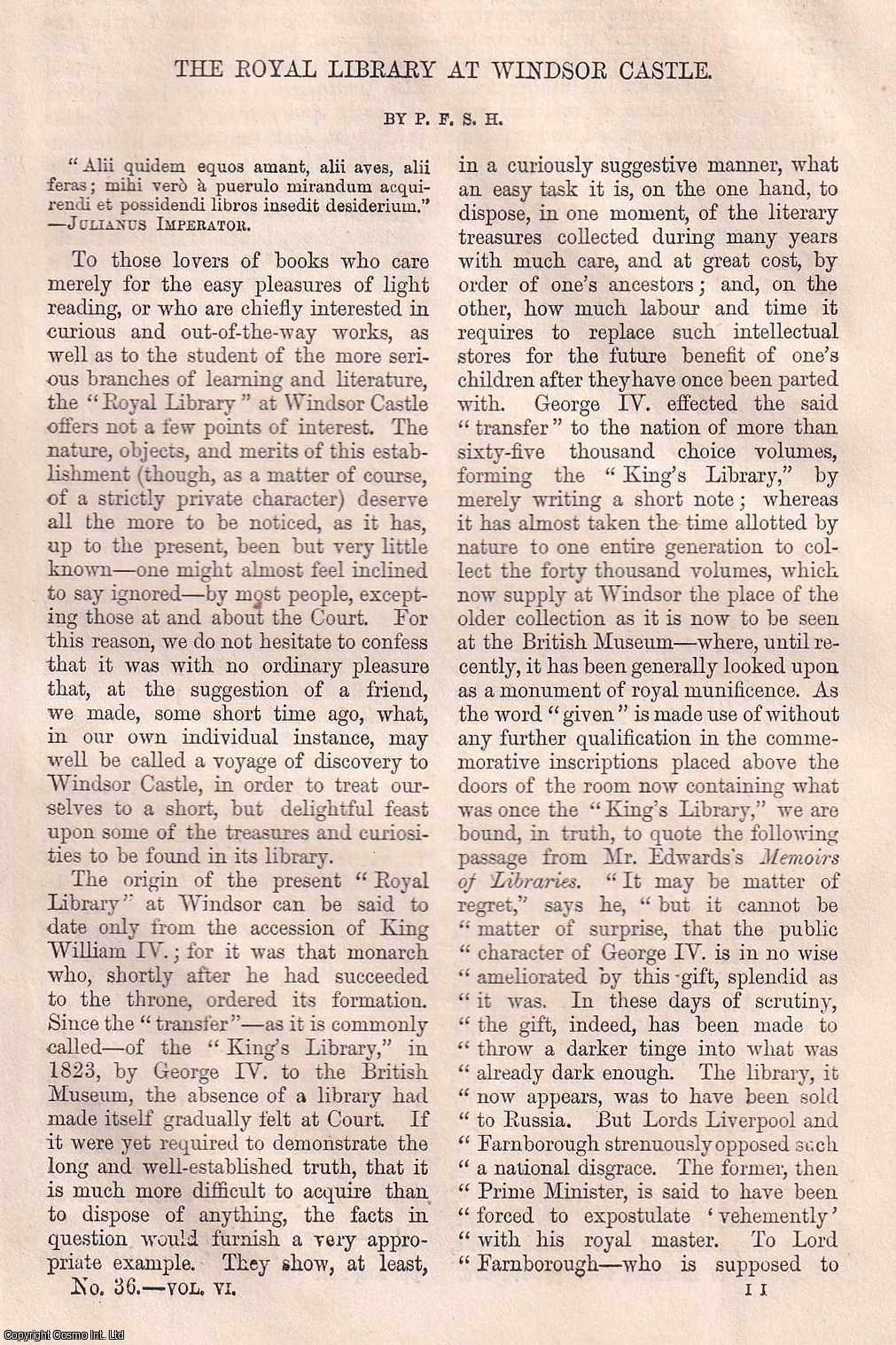 Prince Frederick of Schleswig-Holstein - The Royal Library at Windsor Castle. An original article from Macmillan's Magazine, 1862.