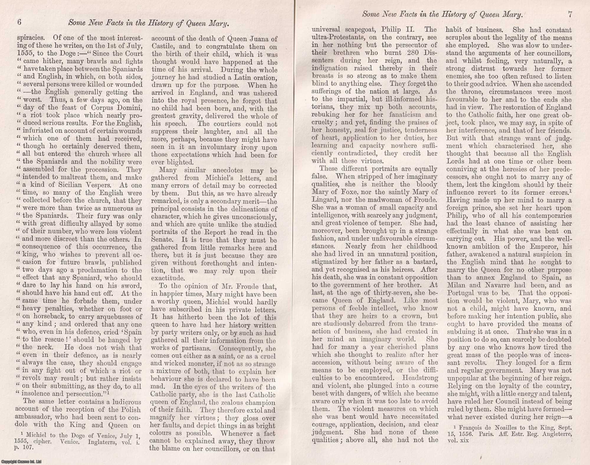 Paul Friedmann - Some New Facts in the History of Queen Mary. An original article from Macmillan's Magazine, 1868.