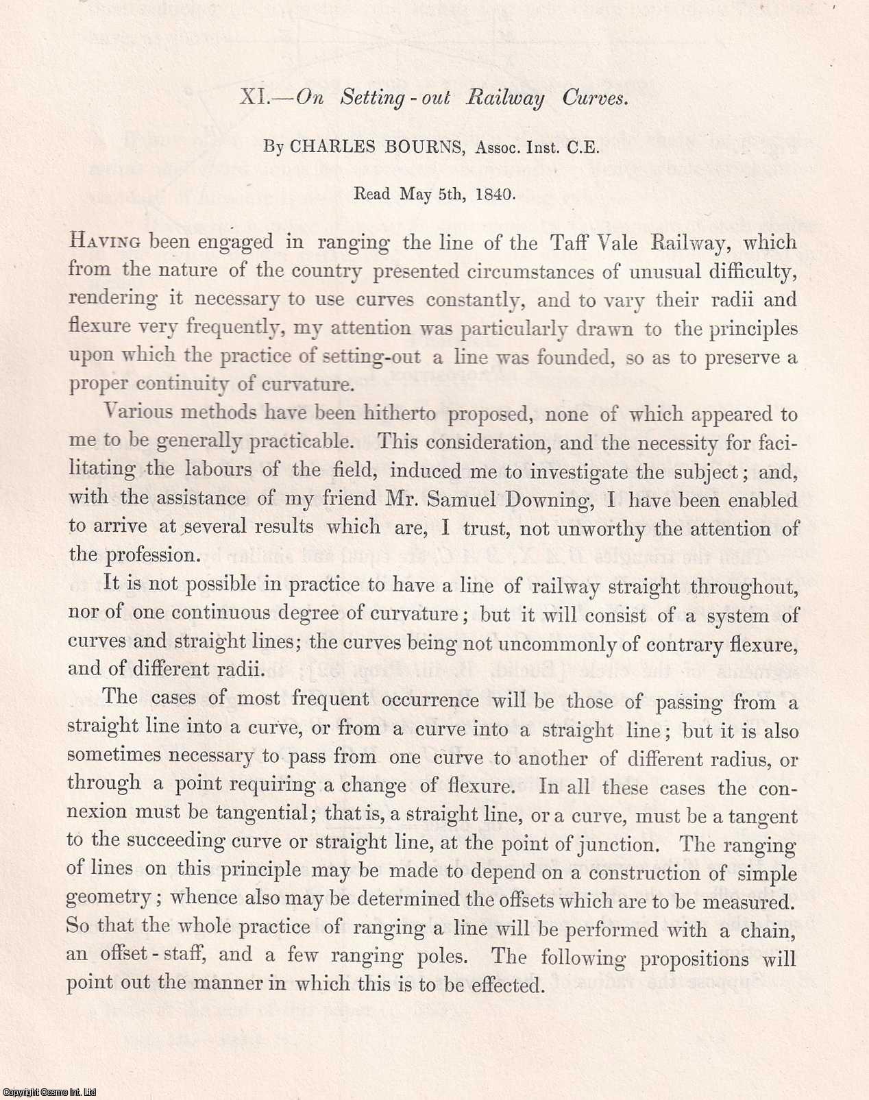Charles Bourns - On Setting-out Railway Curves. An original article from Transactions of the Institution of Civil Engineers, 1842.