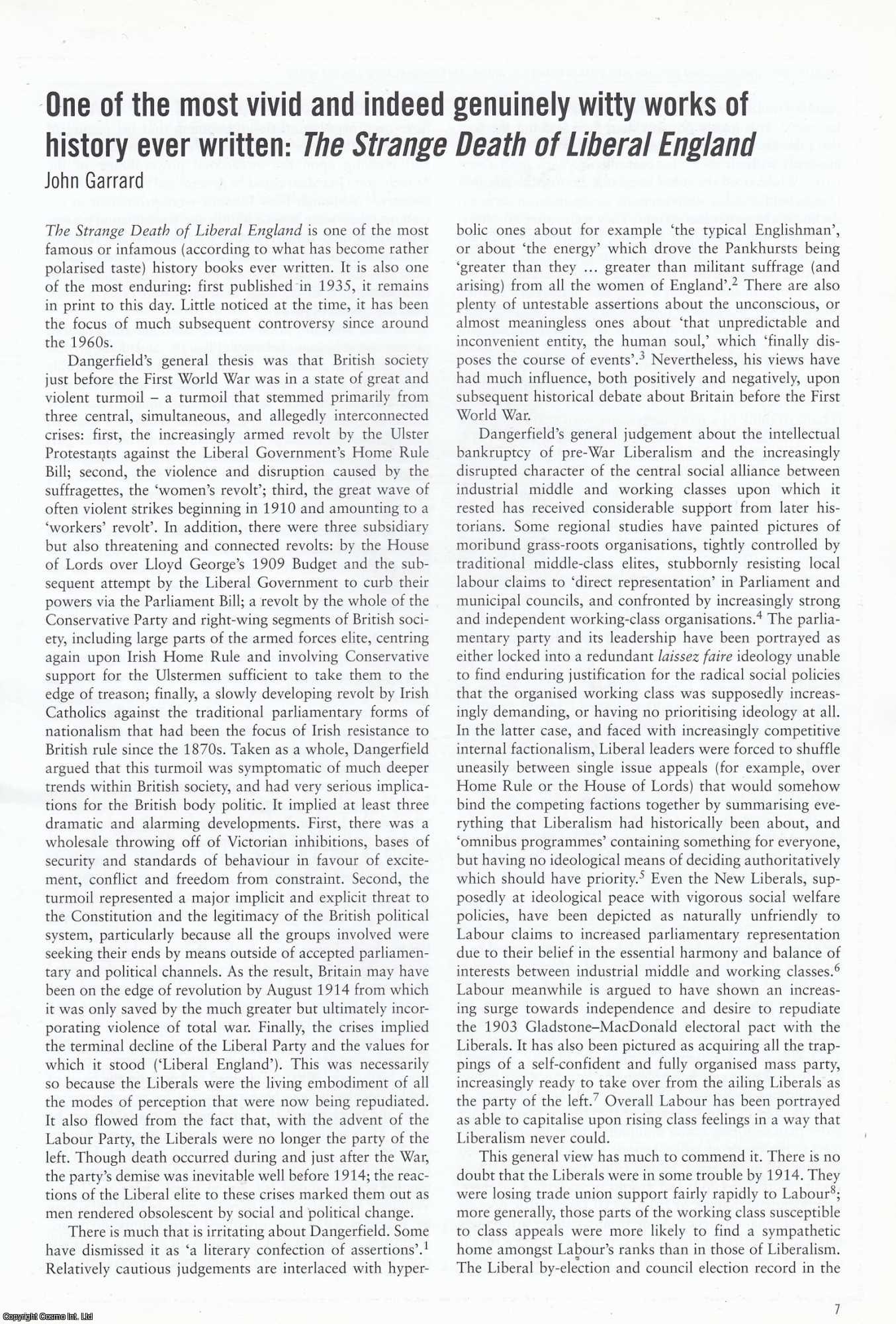 John Garrard - The Strange Death of Liberal England. An original article from North West Labour History Journal, 2007.