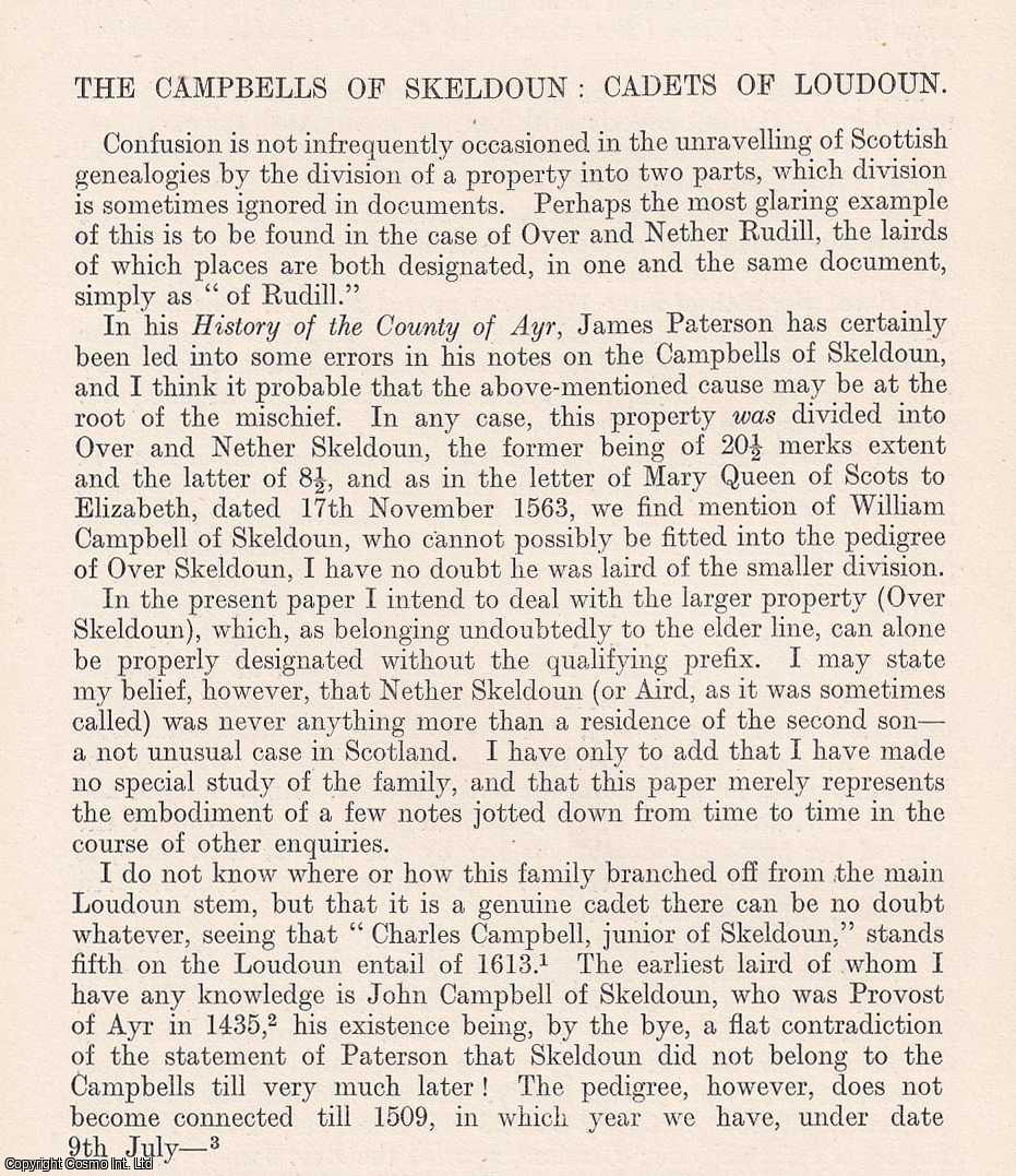 Herbert Campbell - The Campbells of Skeldoun: Cadets of Loudoun. An original article from The Genealogist, 1911.