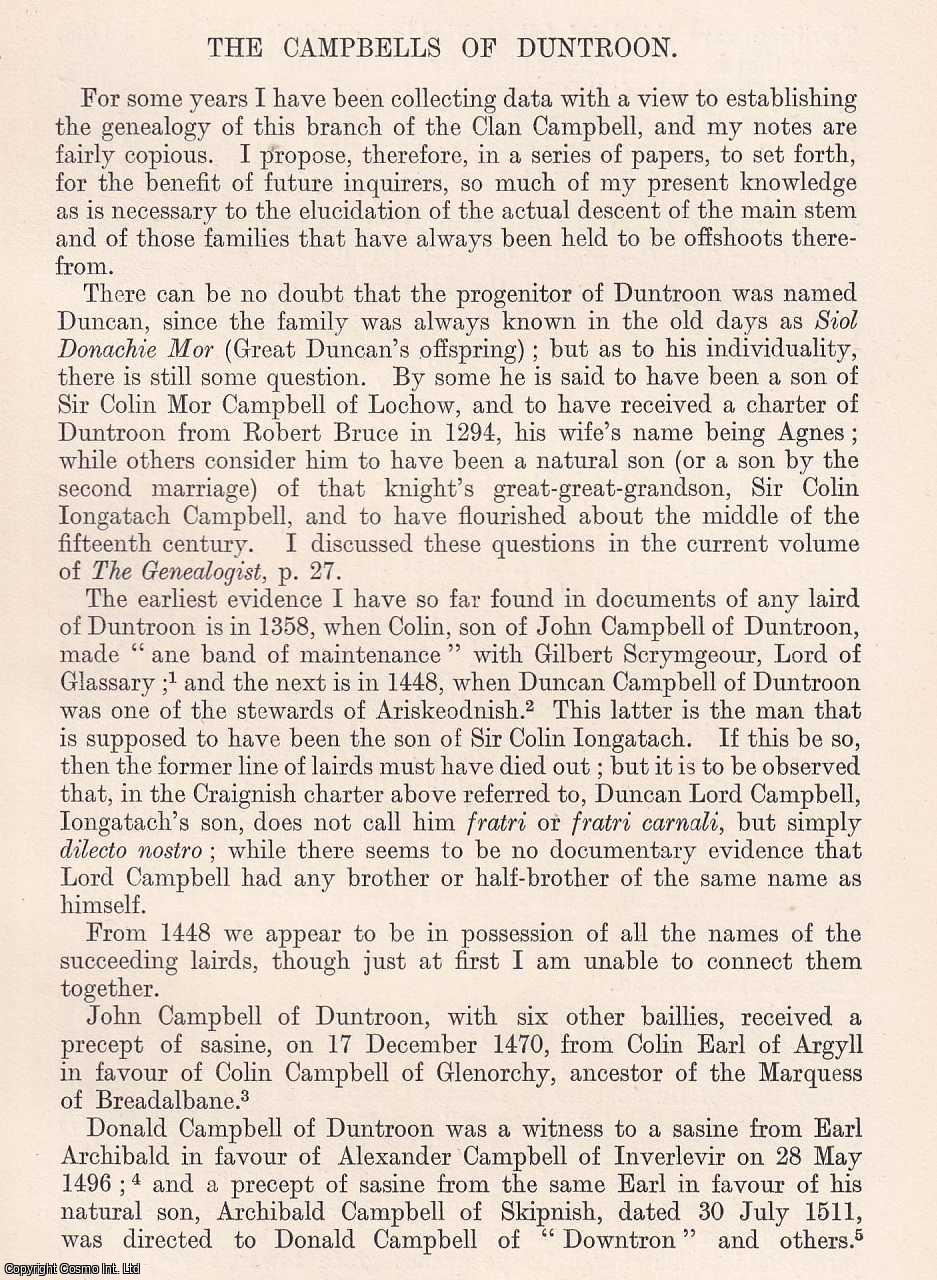 Herbert Campbell - The Campbells of Duntroon. An original article from The Genealogist, 1911.