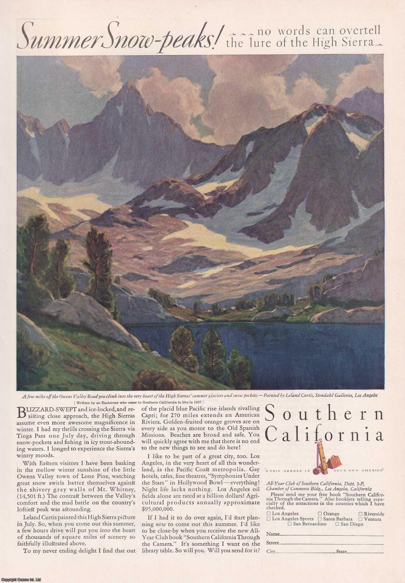 SOUTHERN CALIFORNIA - 1929-30 Southern California. Two colour advertising pages. From the Review of Reviews, 1929-30.