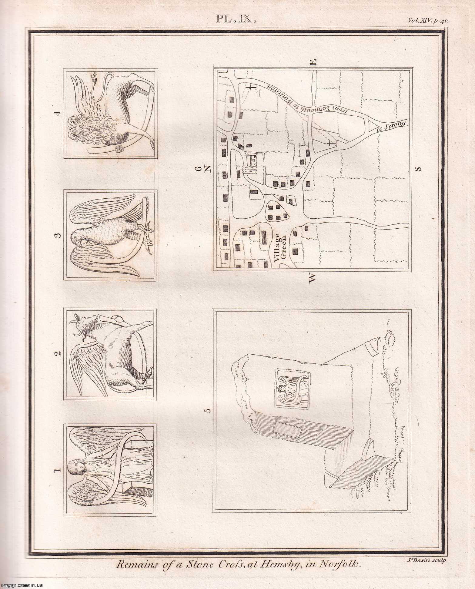 William Gibbon. - Observations on the Remains of a Stone Cross, or Pillar, at Hemsby, in the Hundred of West Flegg, in the County of Norfolk. An uncommon original article from the journal Archaeologia, 1803.
