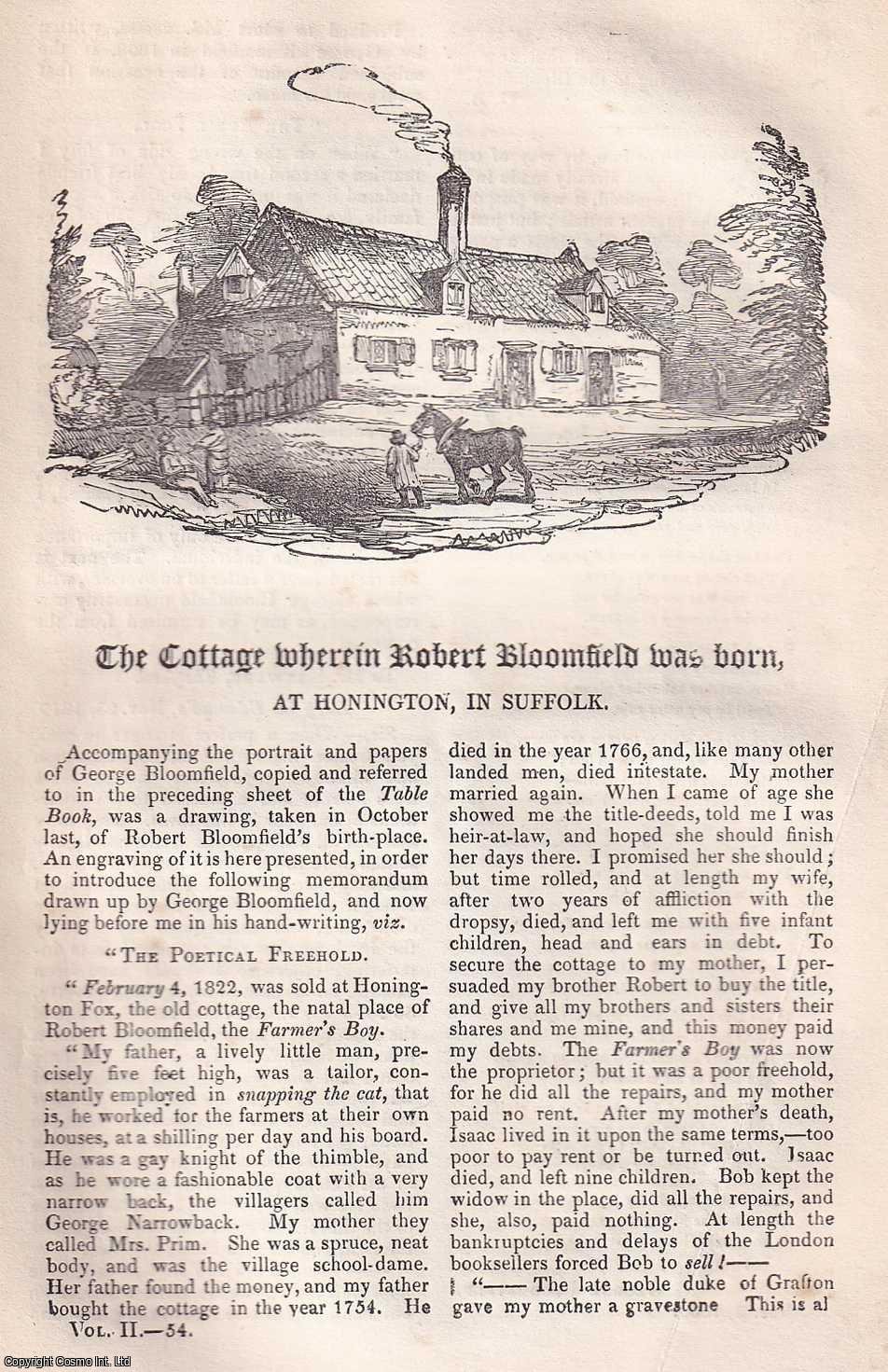 RURAL LIFE - Robert Bloomfield; The Cottage where he was born, ALONG WITH His Brother, George Bloomfield. An original article from Hone's Every Day Book, 1827.