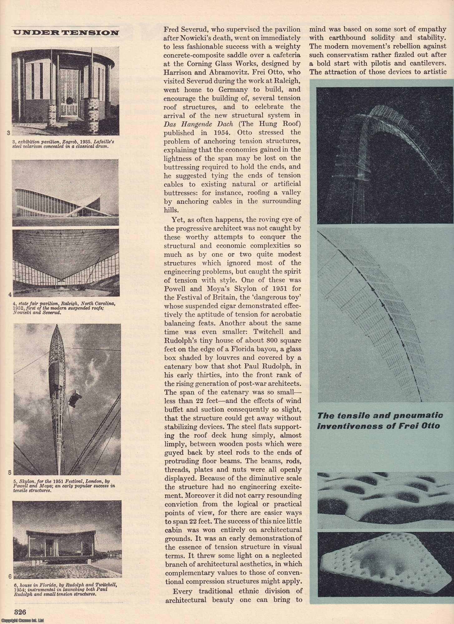 Robin Boyd - Under Tension; tensile architecture. This is an original article from The Architectural Review, 1963.