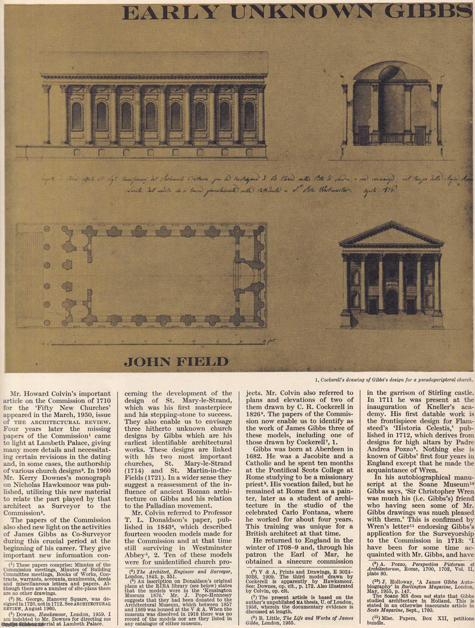 John Field - Early Unknown James Gibbs. This is an original article from The Architectural Review, 1962.